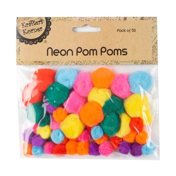 PomPom Neon Cols. 13-25mm  Pack of 50  KK